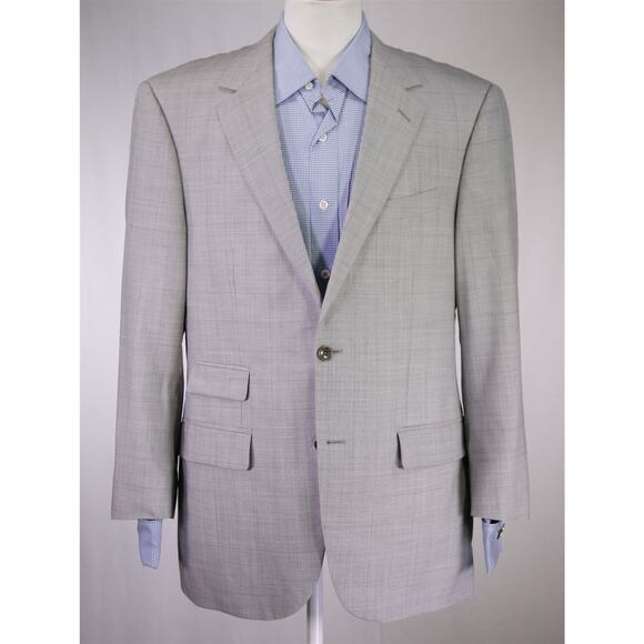 Beaux New York Custom Made Gray Tic Woven 2-Btn Wool Blazer Jacket 42S - Picture 2 of 11